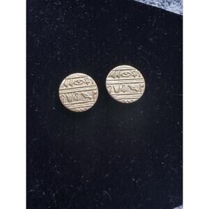 Vintage JHB Egyptian Revival Gold Tone Metal Buttons 3/4” Hieroglyphics Set Of 2